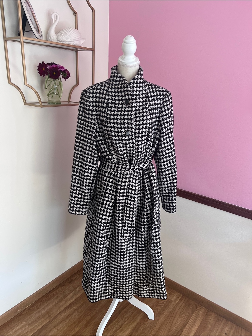Kate Spade Long Houndstooth Coat